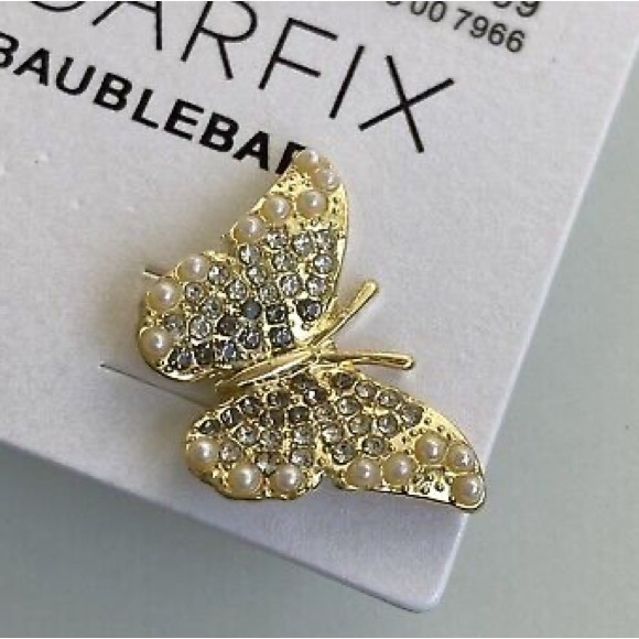 SUGARFIX by BaubleBar Crystal Wings Butterfly Stud Statement Earrings -Gold, NWT - Picture 5 of 8